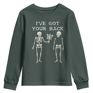 Funny Skeleton Youth Sweatshirt I Have Got Your Back Bone Pun TS12 Dark Forest Green Print Your Wear