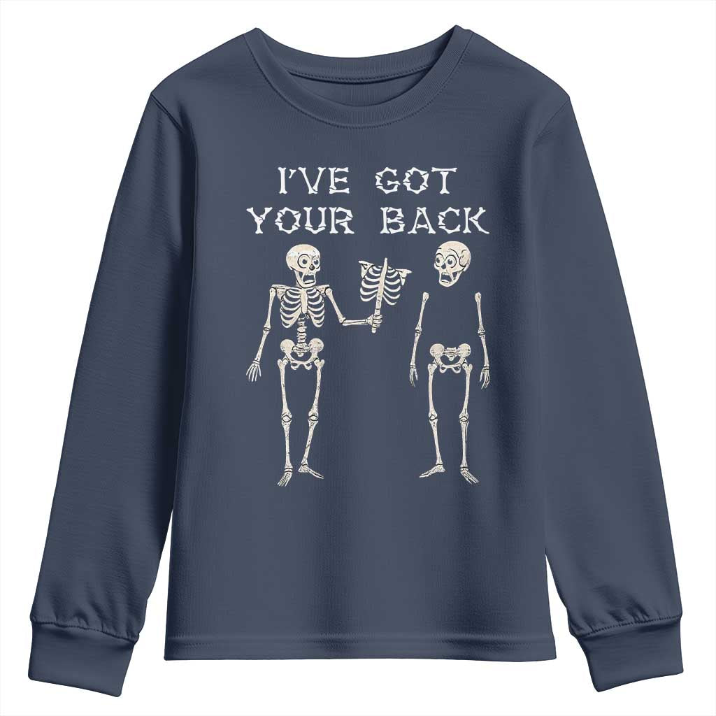 Funny Skeleton Youth Sweatshirt I Have Got Your Back Bone Pun TS12 Navy Print Your Wear