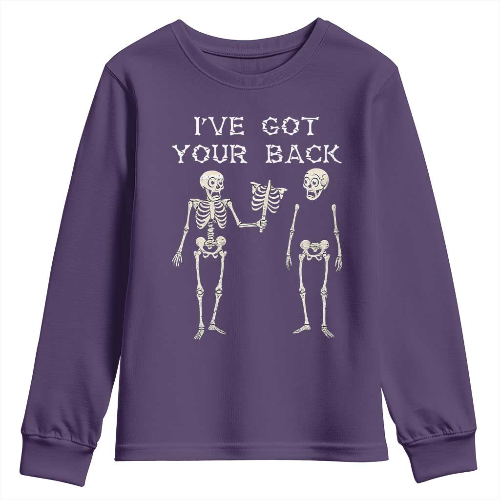 Funny Skeleton Youth Sweatshirt I Have Got Your Back Bone Pun TS12 Purple Print Your Wear
