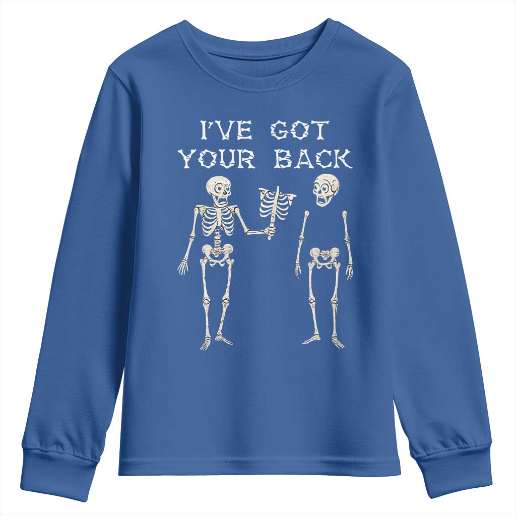 Funny Skeleton Youth Sweatshirt I Have Got Your Back Bone Pun TS12 Royal Blue Print Your Wear