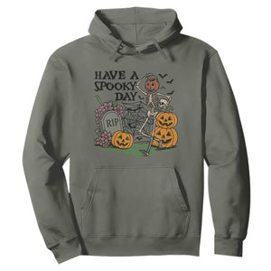 Funny Halloween Skeleton Hoodie Have A Spooky Day TS12 Military Green Print Your Wear