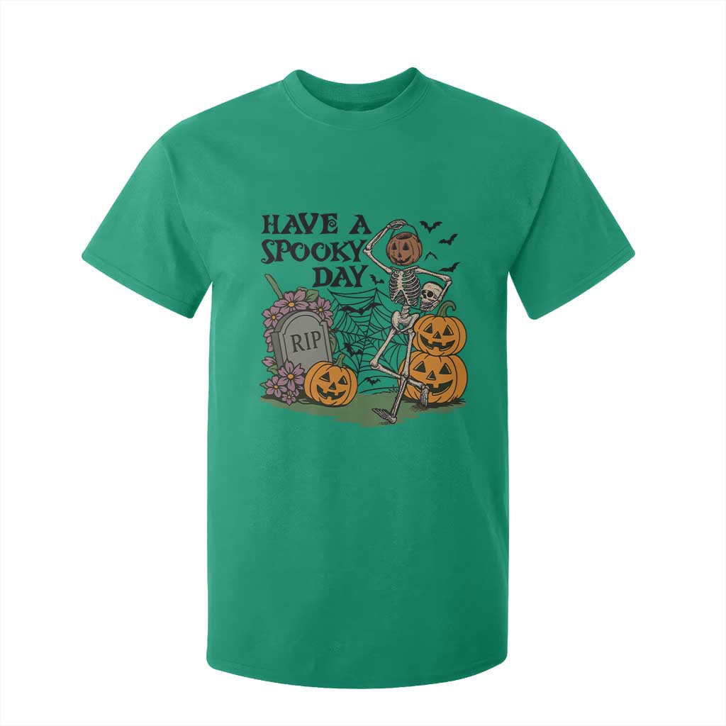Funny Halloween Skeleton T Shirt For Kid Have A Spooky Day TS12 Irish Green Print Your Wear