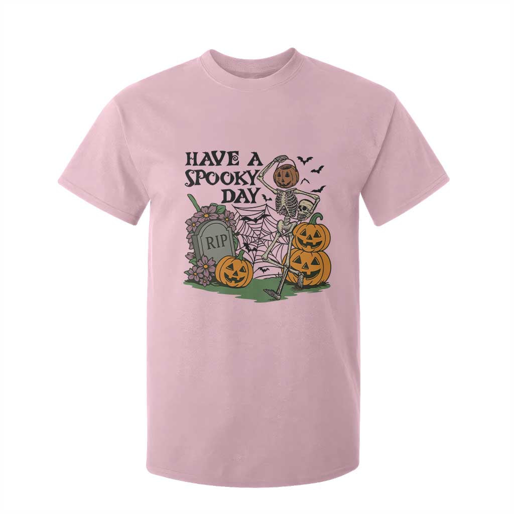 Funny Halloween Skeleton T Shirt For Kid Have A Spooky Day TS12 Light Pink Print Your Wear