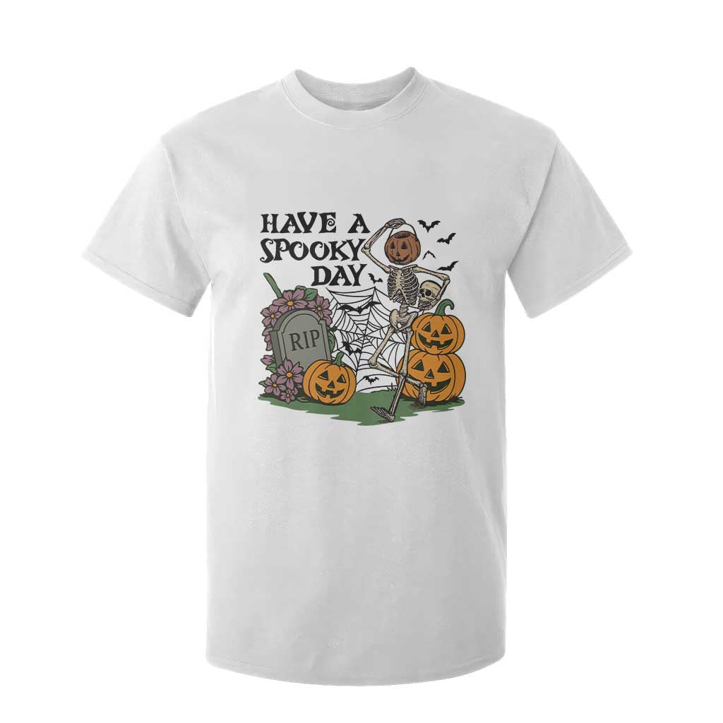 Funny Halloween Skeleton T Shirt For Kid Have A Spooky Day TS12 White Print Your Wear