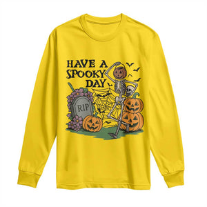 Funny Halloween Skeleton Long Sleeve Shirt Have A Spooky Day TS12 Daisy Print Your Wear