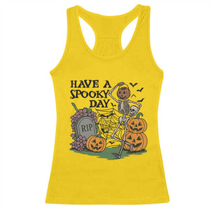 Funny Halloween Skeleton Racerback Tank Top Have A Spooky Day TS12 Daisy Print Your Wear