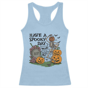 Funny Halloween Skeleton Racerback Tank Top Have A Spooky Day TS12 Light Blue Print Your Wear