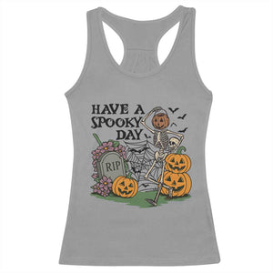 Funny Halloween Skeleton Racerback Tank Top Have A Spooky Day TS12 Sport Gray Print Your Wear
