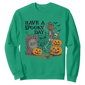Funny Halloween Skeleton Sweatshirt Have A Spooky Day TS12 Irish Green Print Your Wear
