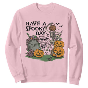 Funny Halloween Skeleton Sweatshirt Have A Spooky Day TS12 Light Pink Print Your Wear
