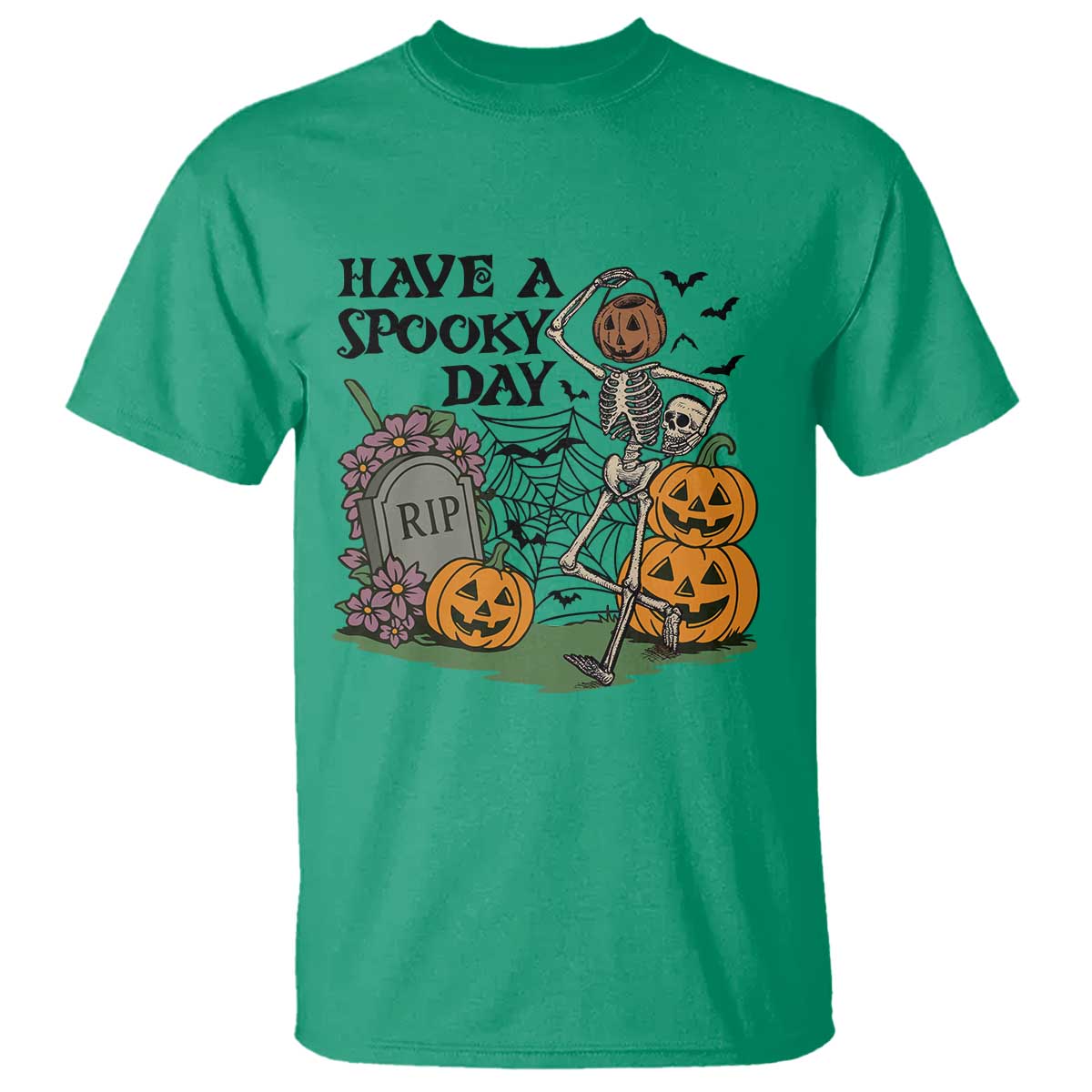 Funny Halloween Skeleton T Shirt Have A Spooky Day TS12 Irish Green Print Your Wear