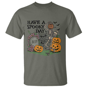 Funny Halloween Skeleton T Shirt Have A Spooky Day TS12 Military Green Print Your Wear
