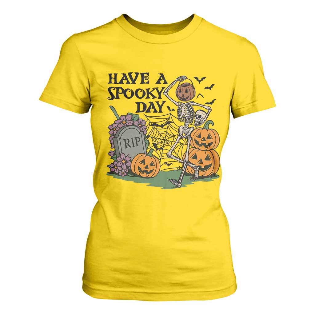 Funny Halloween Skeleton T Shirt For Women Have A Spooky Day TS12 Daisy Print Your Wear