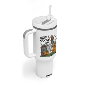 Funny Halloween Skeleton Tumbler With Handle Have A Spooky Day TS12 Print Your Wear