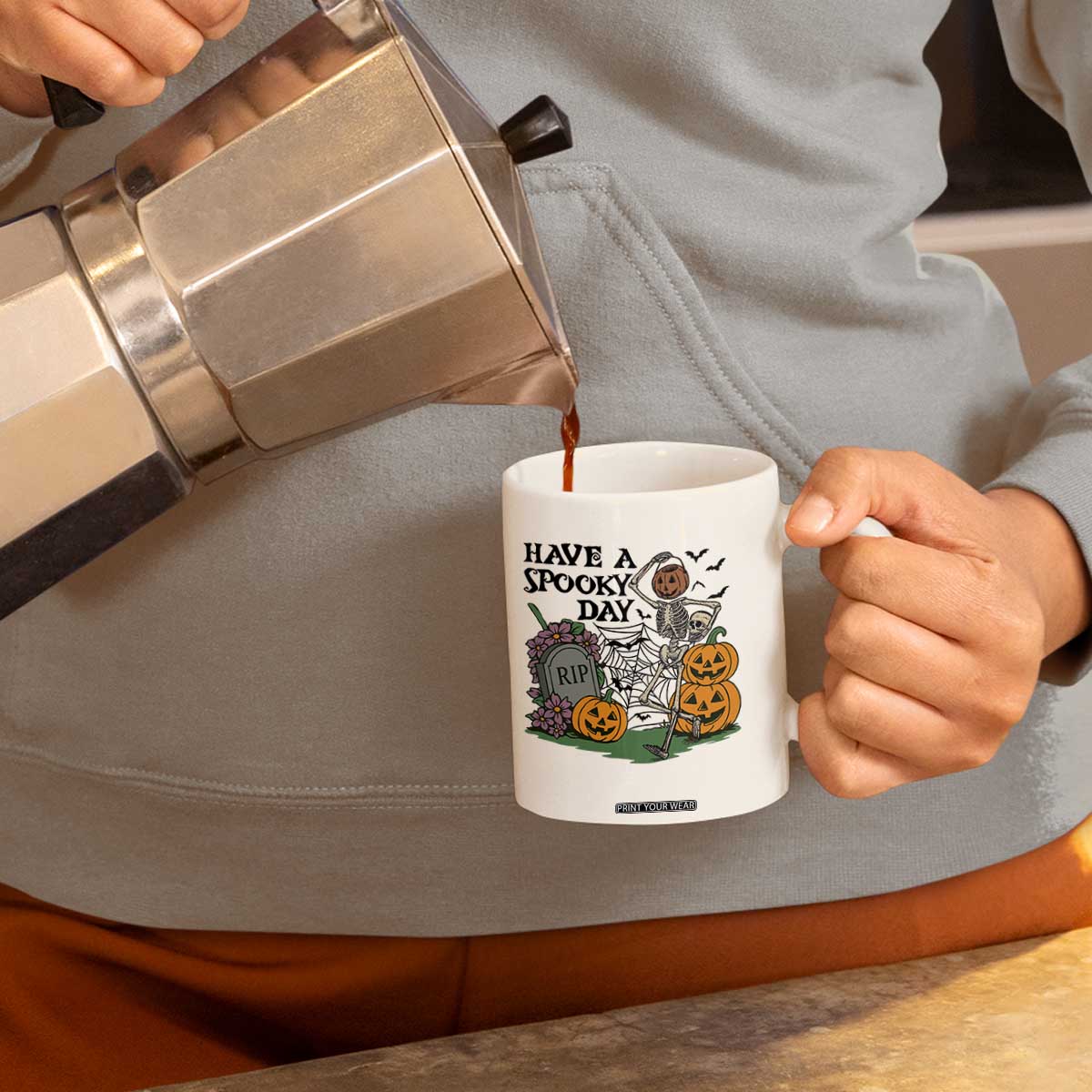 Funny Halloween Skeleton Coffee Mug Have A Spooky Day TS12 Print Your Wear