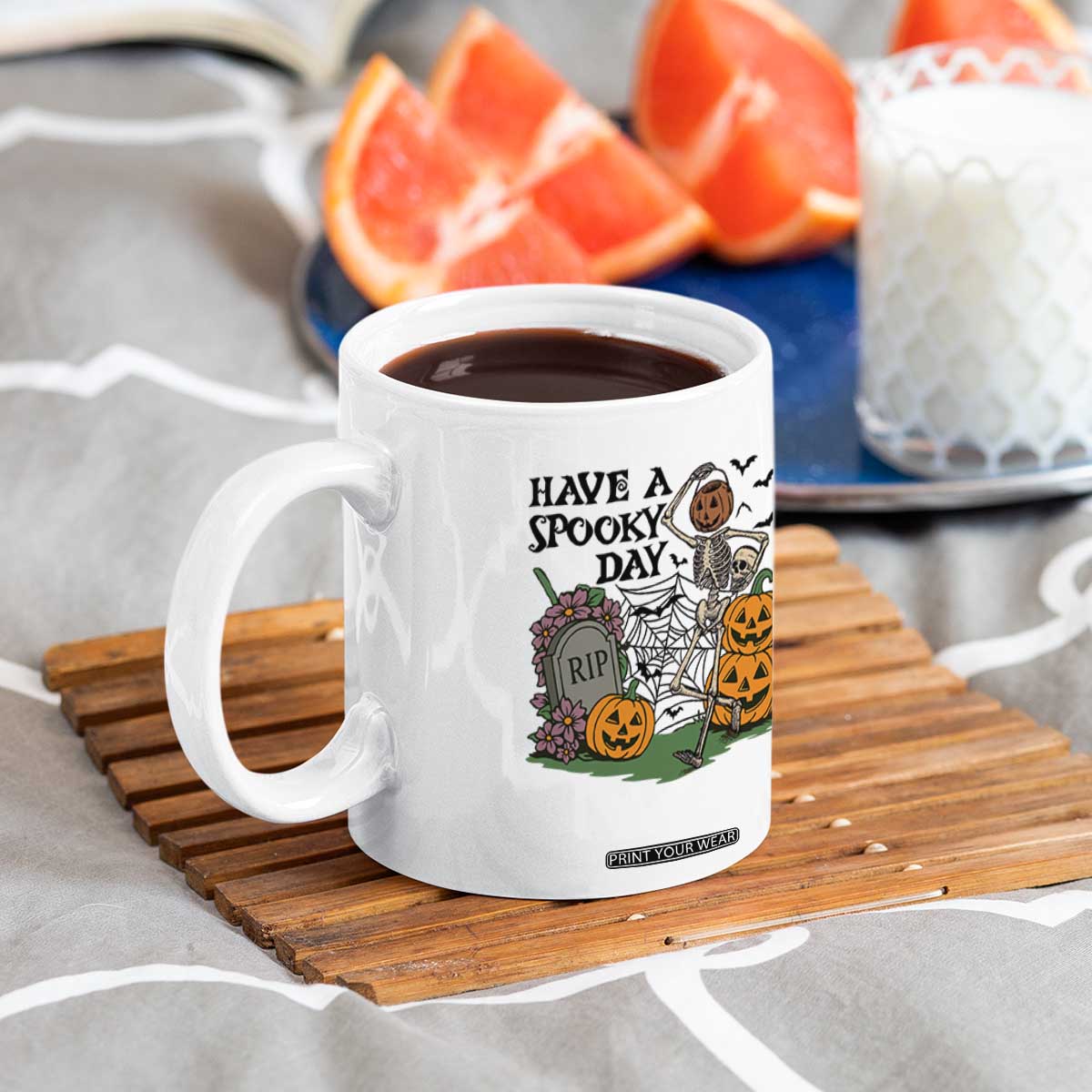 Funny Halloween Skeleton Coffee Mug Have A Spooky Day TS12 Print Your Wear