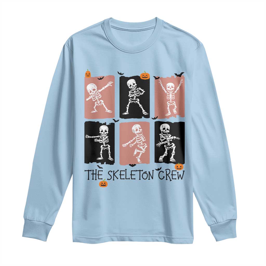 Funny The Skeleton Crew Long Sleeve Shirt Dancing Skeletons Halloween For Boys Girl Kids TS12 Light Blue Print Your Wear