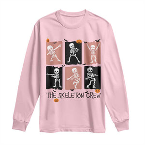 Funny The Skeleton Crew Long Sleeve Shirt Dancing Skeletons Halloween For Boys Girl Kids TS12 Light Pink Print Your Wear