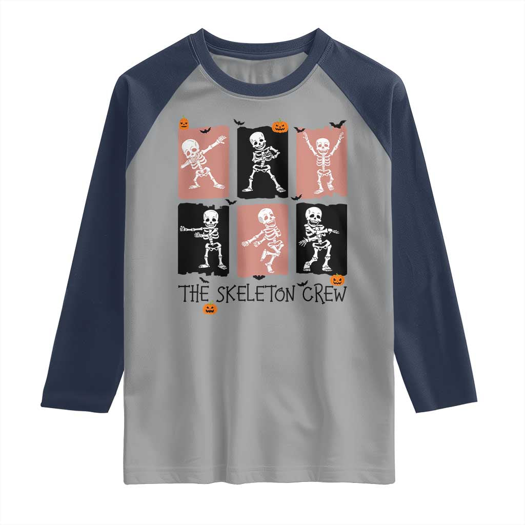 Funny The Skeleton Crew Raglan Shirt Dancing Skeletons Halloween For Boys Girl Kids TS12 Sport Gray Navy Print Your Wear