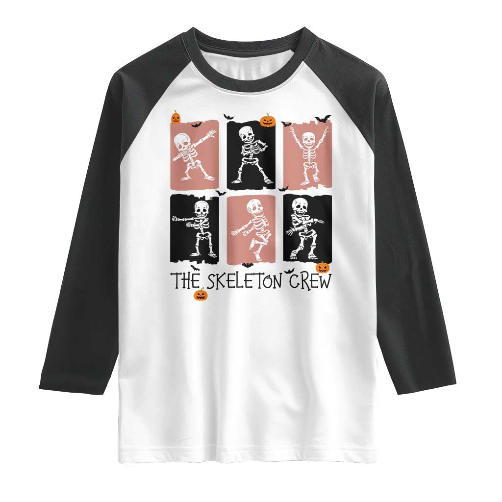 Funny The Skeleton Crew Raglan Shirt Dancing Skeletons Halloween For Boys Girl Kids TS12 White Black Print Your Wear