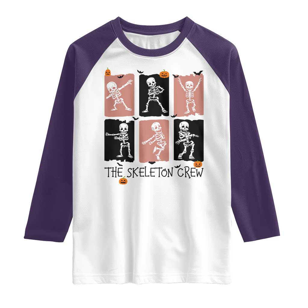 Funny The Skeleton Crew Raglan Shirt Dancing Skeletons Halloween For Boys Girl Kids TS12 White Purple Print Your Wear