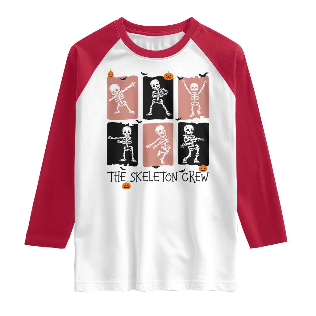 Funny The Skeleton Crew Raglan Shirt Dancing Skeletons Halloween For Boys Girl Kids TS12 White Red Print Your Wear