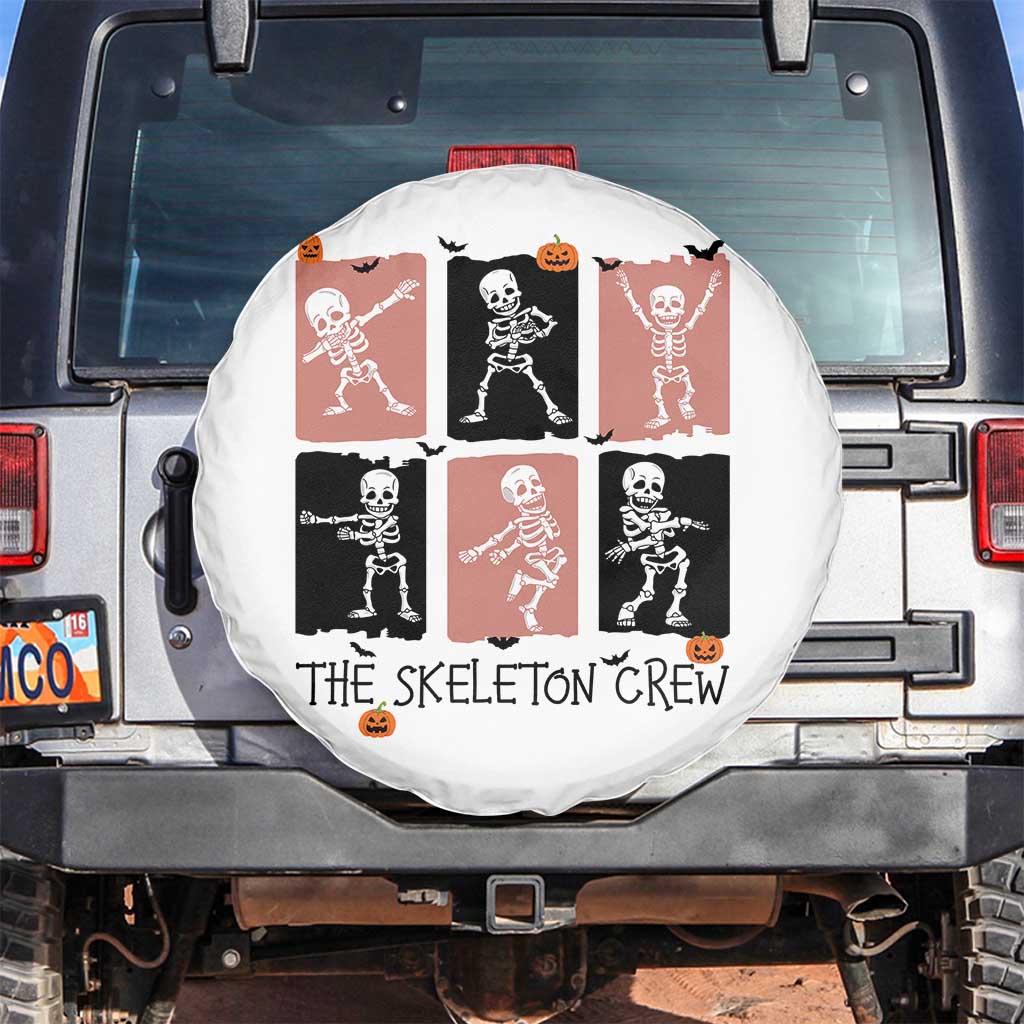 Funny The Skeleton Crew Spare Tire Cover Dancing Skeletons Halloween For Boys Girl Kids TS12 No hole White Print Your Wear