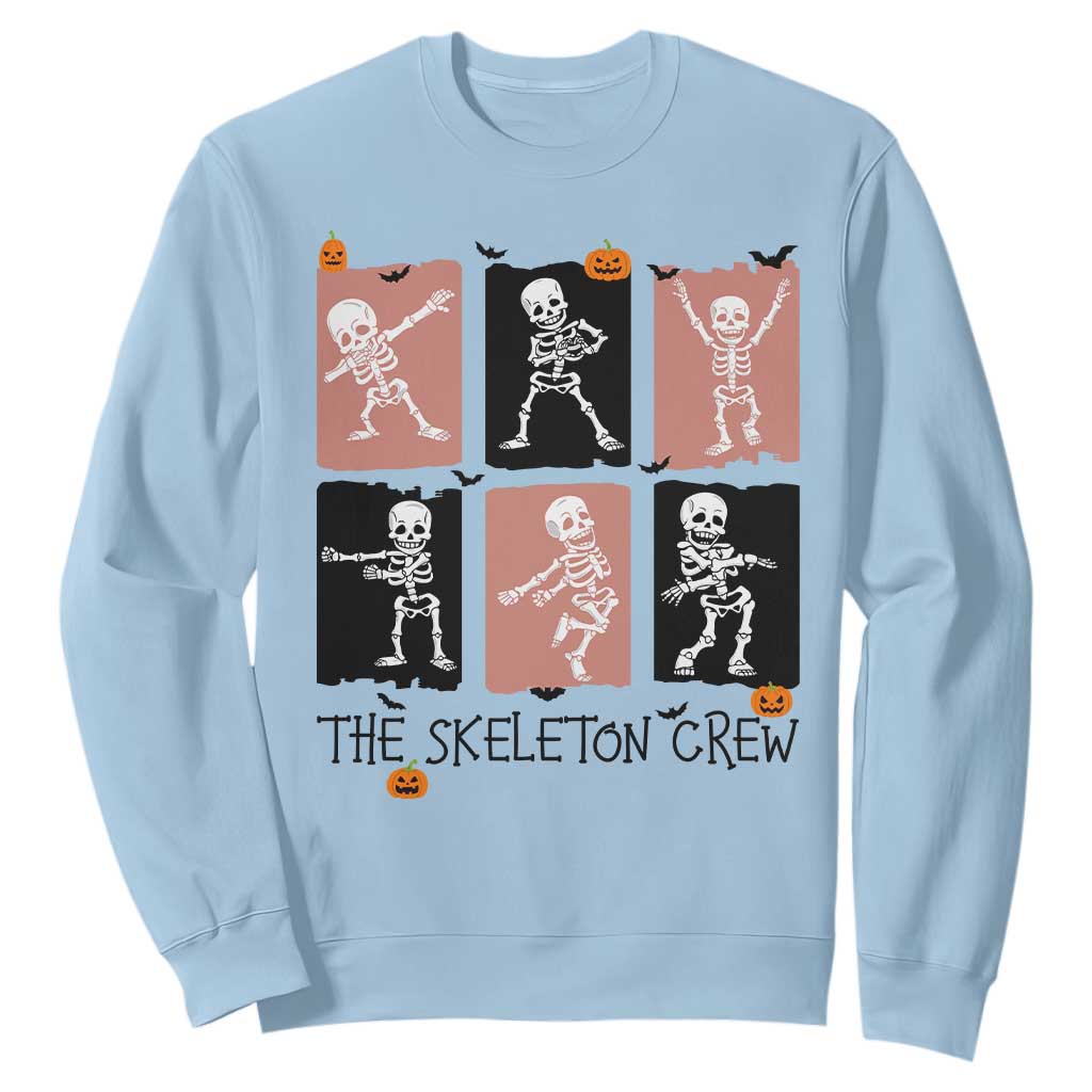 Funny The Skeleton Crew Sweatshirt Dancing Skeletons Halloween For Boys Girl Kids TS12 Light Blue Print Your Wear