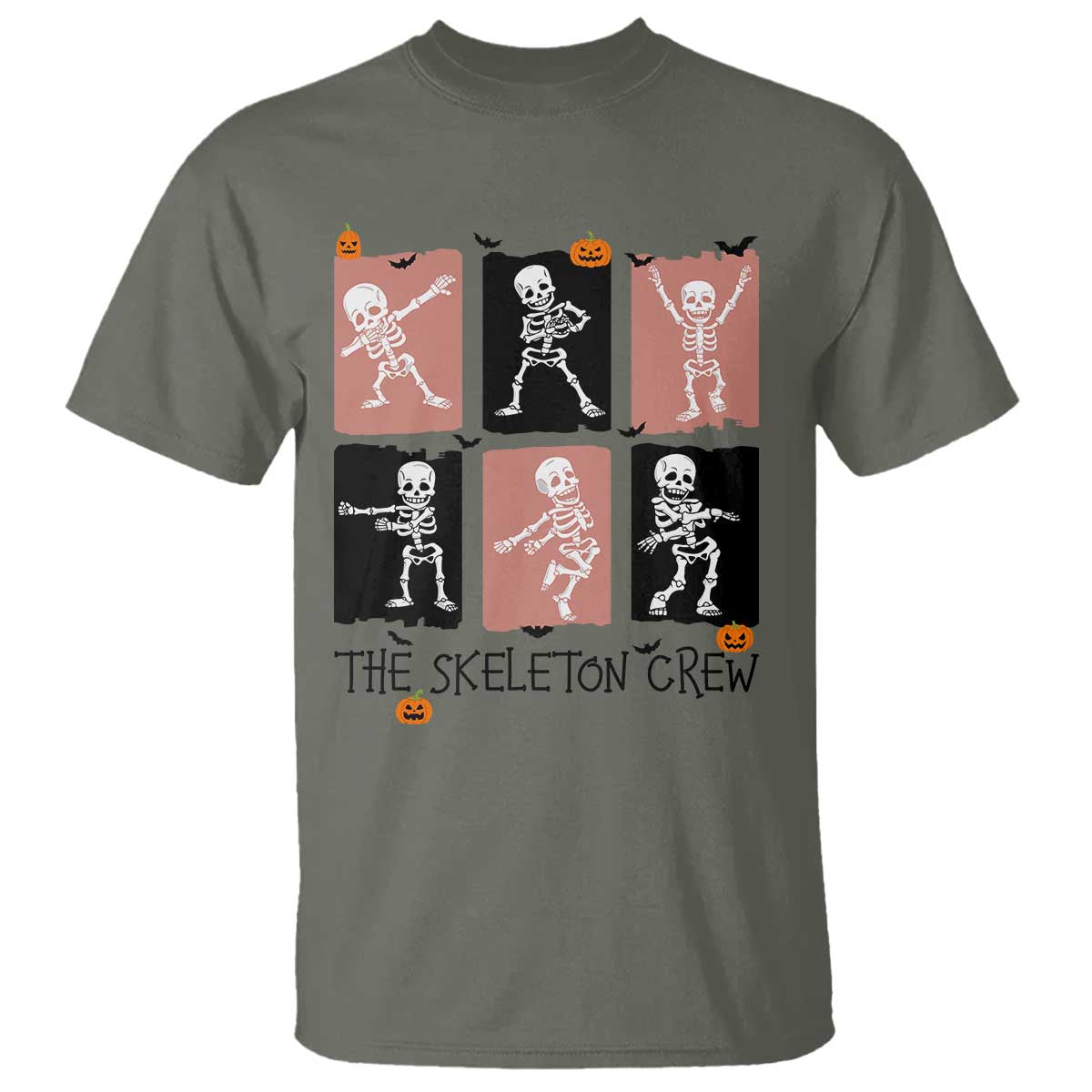 Funny The Skeleton Crew T Shirt Dancing Skeletons Halloween For Boys Girl Kids TS12 Military Green Print Your Wear