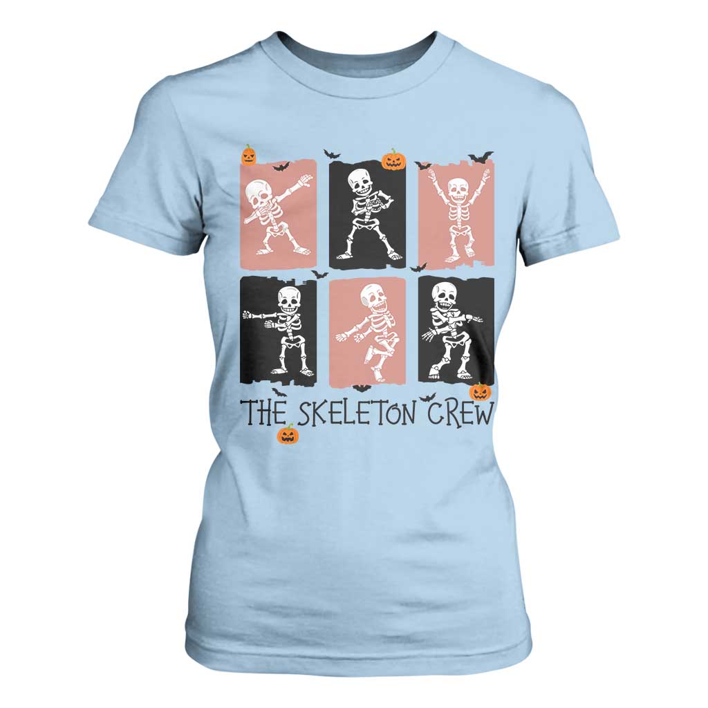 Funny The Skeleton Crew T Shirt For Women Dancing Skeletons Halloween For Boys Girl Kids TS12 Light Blue Print Your Wear