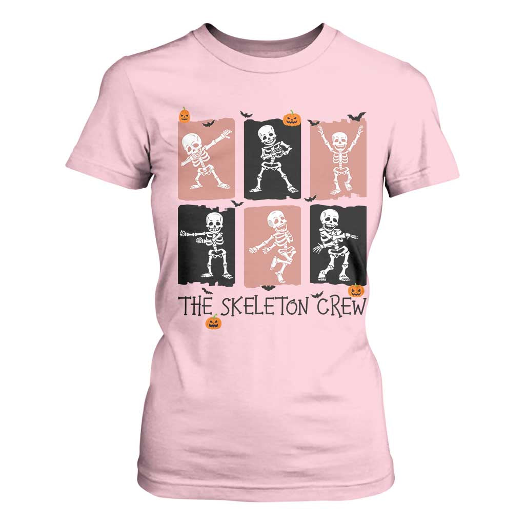 Funny The Skeleton Crew T Shirt For Women Dancing Skeletons Halloween For Boys Girl Kids TS12 Light Pink Print Your Wear