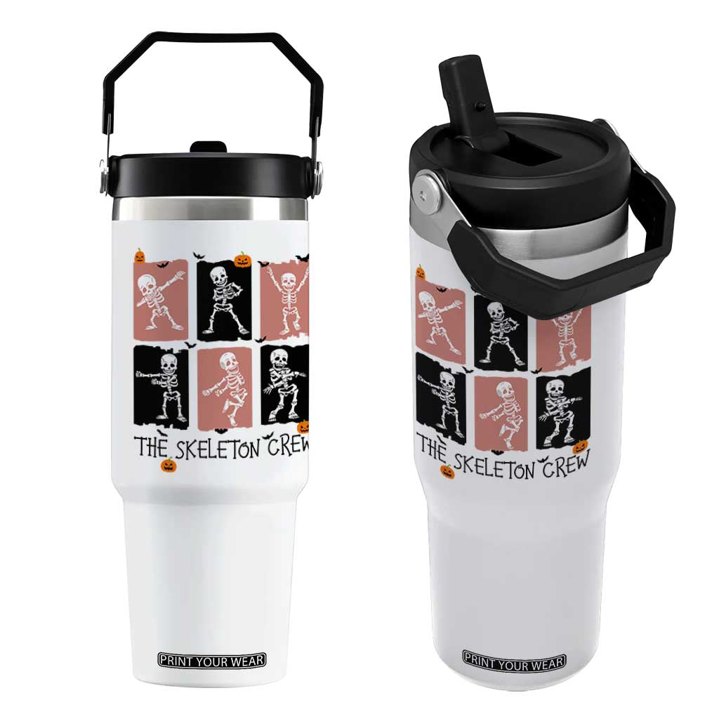 Funny The Skeleton Crew Flip Straw Tumbler Dancing Skeletons Halloween For Boys Girl Kids TS12 One Size: 30 oz White Print Your Wear