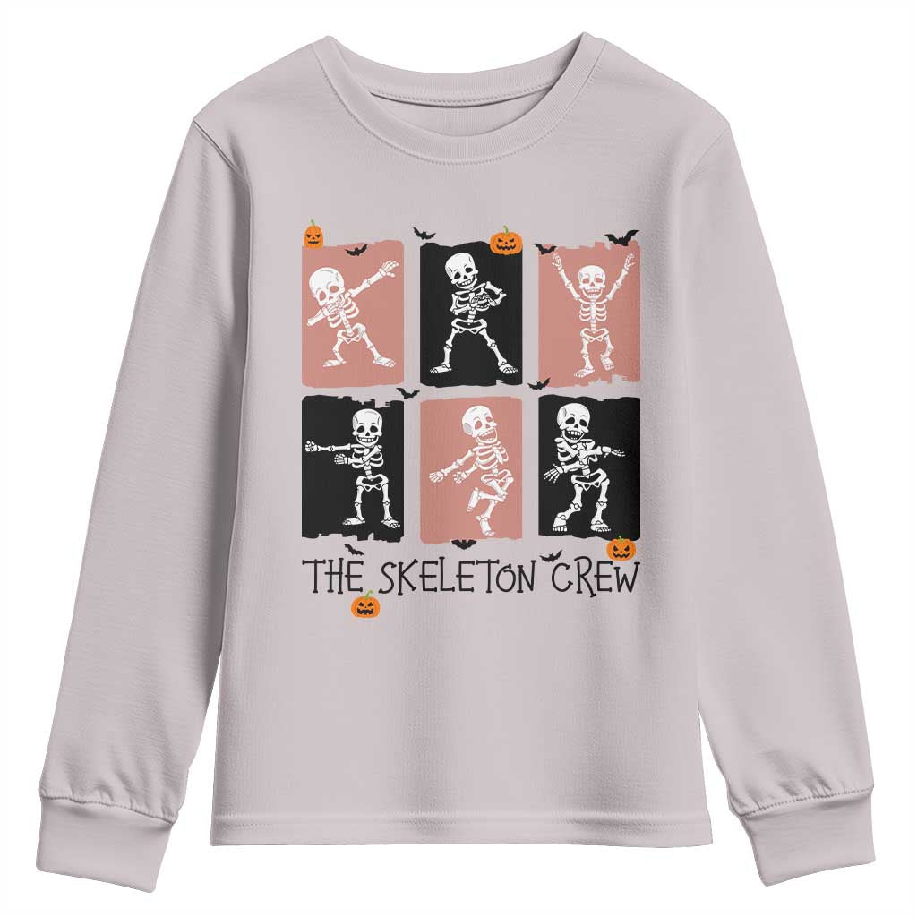 Funny The Skeleton Crew Youth Sweatshirt Dancing Skeletons Halloween For Boys Girl Kids TS12 Ice Gray Print Your Wear