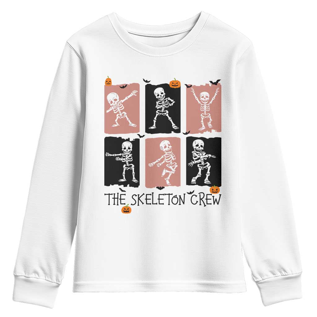 Funny The Skeleton Crew Youth Sweatshirt Dancing Skeletons Halloween For Boys Girl Kids TS12 White Print Your Wear