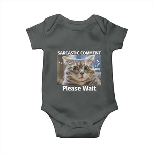 Sarcastic Comment Loading Please Wait Baby Onesie Funny Cat Meme Gift TS12 Dark Heather Print Your Wear