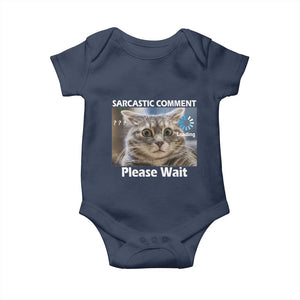 Sarcastic Comment Loading Please Wait Baby Onesie Funny Cat Meme Gift TS12 Navy Print Your Wear