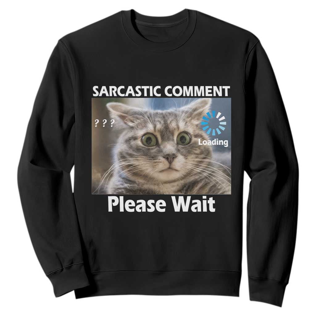 Sarcastic Comment Loading Please Wait Sweatshirt Funny Cat Meme Gift TS12 Black Print Your Wear