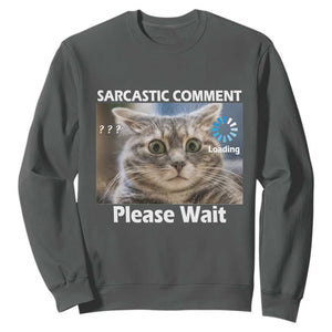 Sarcastic Comment Loading Please Wait Sweatshirt Funny Cat Meme Gift TS12 Dark Heather Print Your Wear