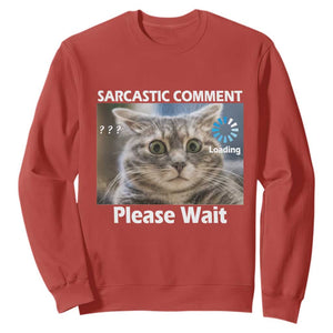 Sarcastic Comment Loading Please Wait Sweatshirt Funny Cat Meme Gift TS12 Red Print Your Wear