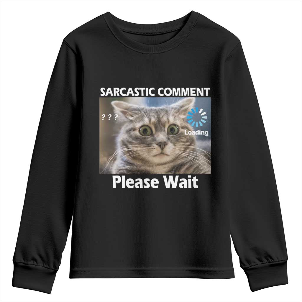 Sarcastic Comment Loading Please Wait Youth Sweatshirt Funny Cat Meme Gift TS12 Black Print Your Wear