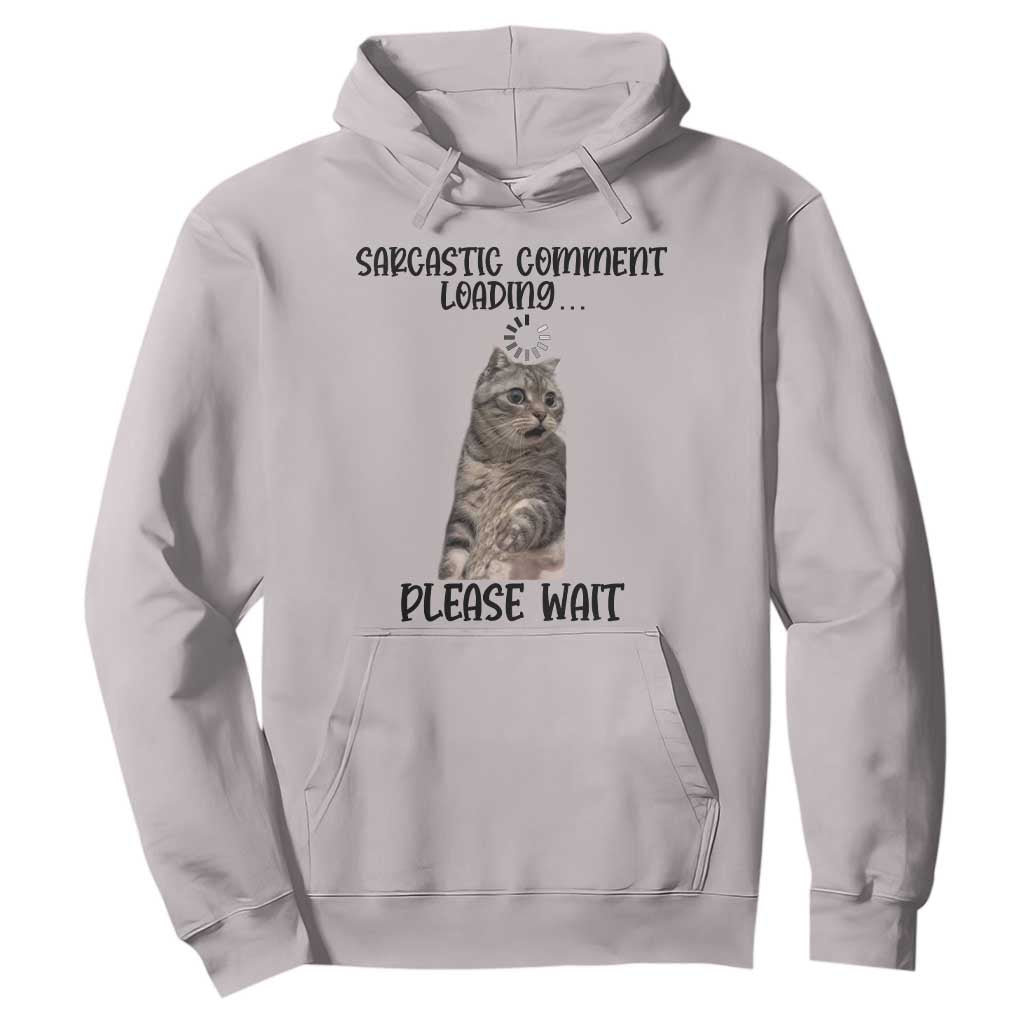 Funny Cat Meme Sarcastic Hoodie Sarcastic Comment Loading TS12 Ice Gray Print Your Wear