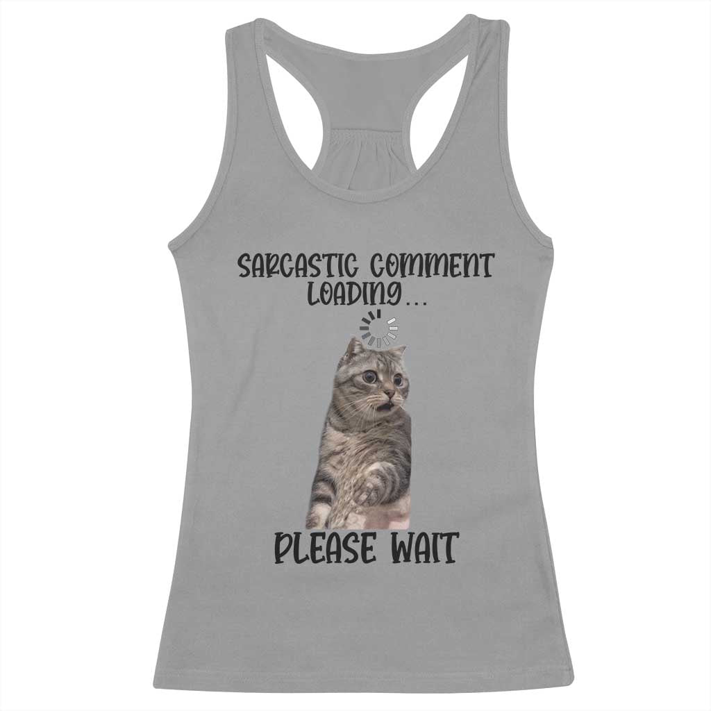 Funny Cat Meme Sarcastic Racerback Tank Top Sarcastic Comment Loading TS12 Sport Gray Print Your Wear