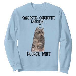 Funny Cat Meme Sarcastic Sweatshirt Sarcastic Comment Loading TS12 Light Blue Print Your Wear