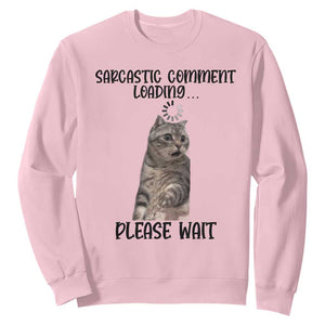 Funny Cat Meme Sarcastic Sweatshirt Sarcastic Comment Loading TS12 Light Pink Print Your Wear