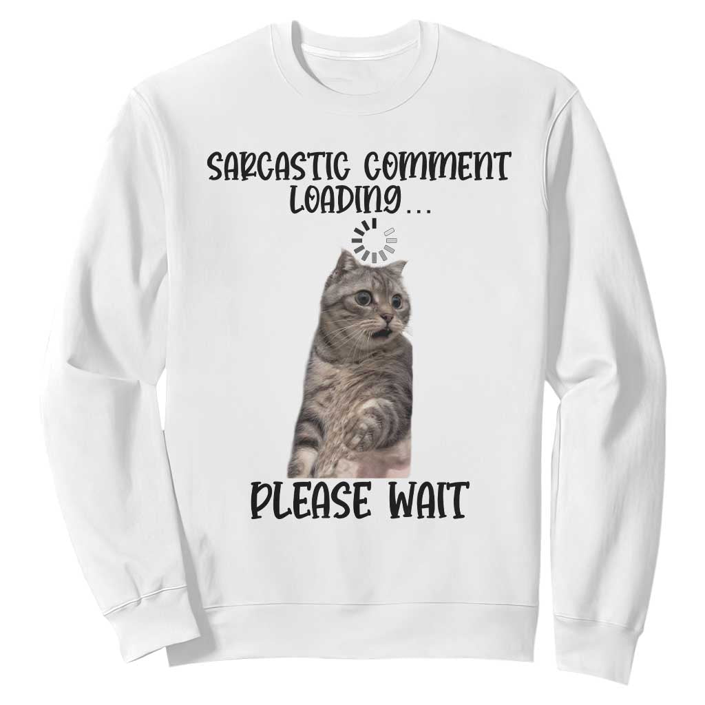 Funny Cat Meme Sarcastic Sweatshirt Sarcastic Comment Loading TS12 White Print Your Wear