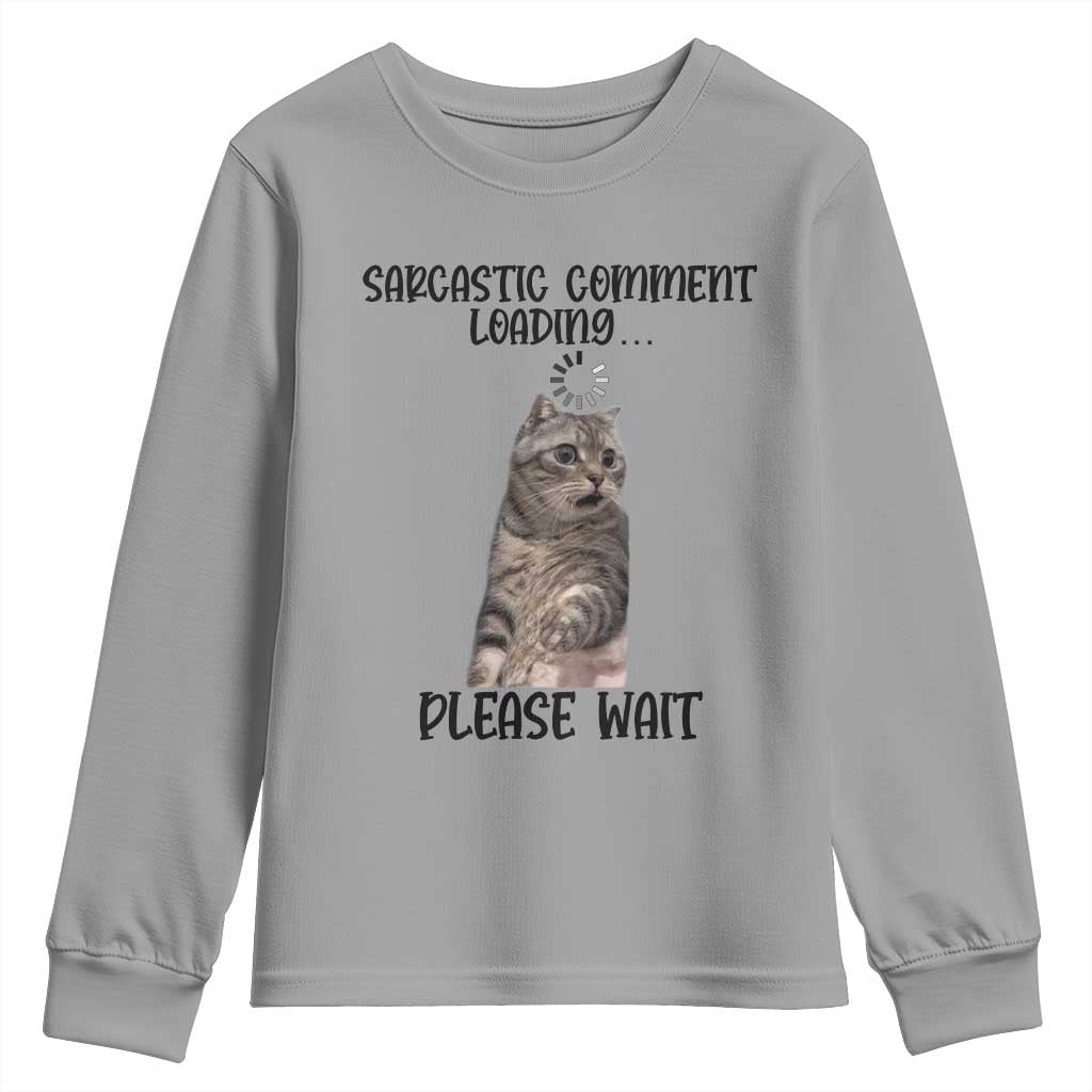 Funny Cat Meme Sarcastic Youth Sweatshirt Sarcastic Comment Loading TS12 Sport Gray Print Your Wear