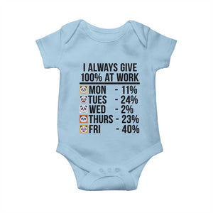 I Always Give 100% At Work Baby Onesie Funny Panda Office Mood TS12 Light Blue Print Your Wear