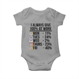 I Always Give 100% At Work Baby Onesie Funny Panda Office Mood TS12 Sport Gray Print Your Wear