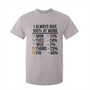 I Always Give 100% At Work T Shirt For Kid Funny Panda Office Mood TS12 Ice Gray Print Your Wear