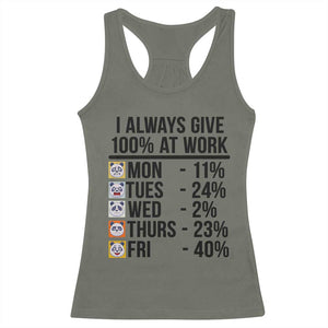 I Always Give 100% At Work Racerback Tank Top Funny Panda Office Mood TS12 Military Green Print Your Wear
